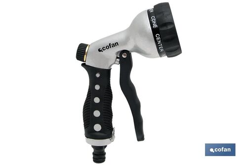 Pistola de Riego de Metal para Manguera | Con 7 Posiciones Diferentes de Pulverizacin