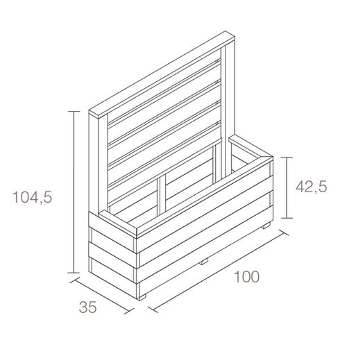 Jardinera KOMA 40 con Panel Bajo de Madera - Hortalia