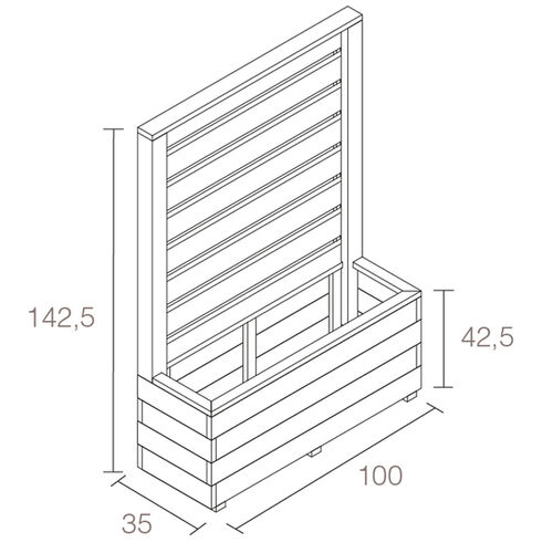 Jardinera KOMA 40 con Panel Medio de Madera - Hortalia