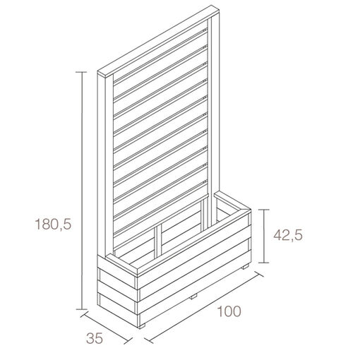 Jardinera KOMA 40 con Panel Alto de Madera - Hortalia