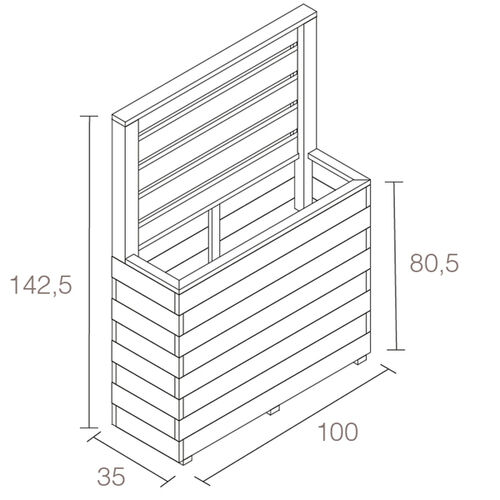 Jardinera KOMA 80 con Panel Bajo de Madera - Hortalia