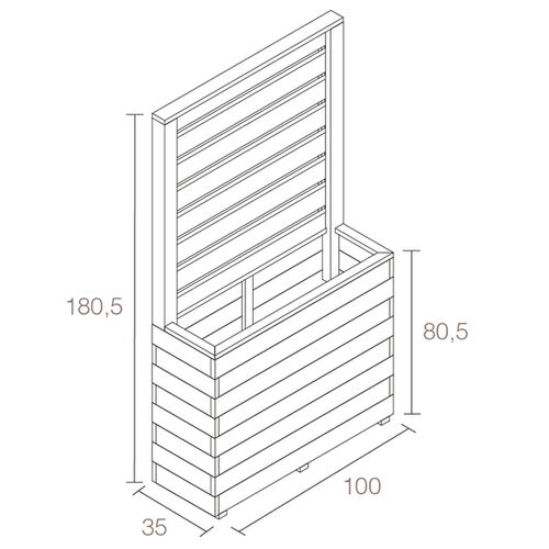 Jardinera KOMA 80 con Panel Medio de Madera - Hortalia