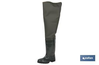 Bota de agua hasta el Muslo - Talla 40 | Fabricada PVC | Color Verde | Ligera e Impermeable