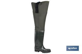 Bota de agua hasta el Muslo - Talla 40 | Fabricada PVC | Color Verde | Ligera e Impermeable