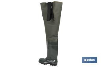 Bota de agua hasta el Muslo - Talla 40 | Fabricada PVC | Color Verde | Ligera e Impermeable